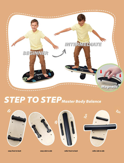Sportneer Balance Board für Kinder, Wobble Board mit Rolle