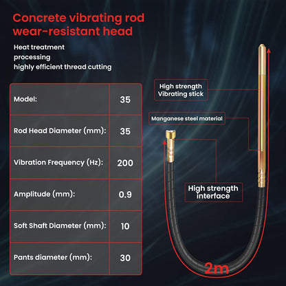 Anbull Betonrüttler 1800W – 2m / 35mm Rüttelflasche