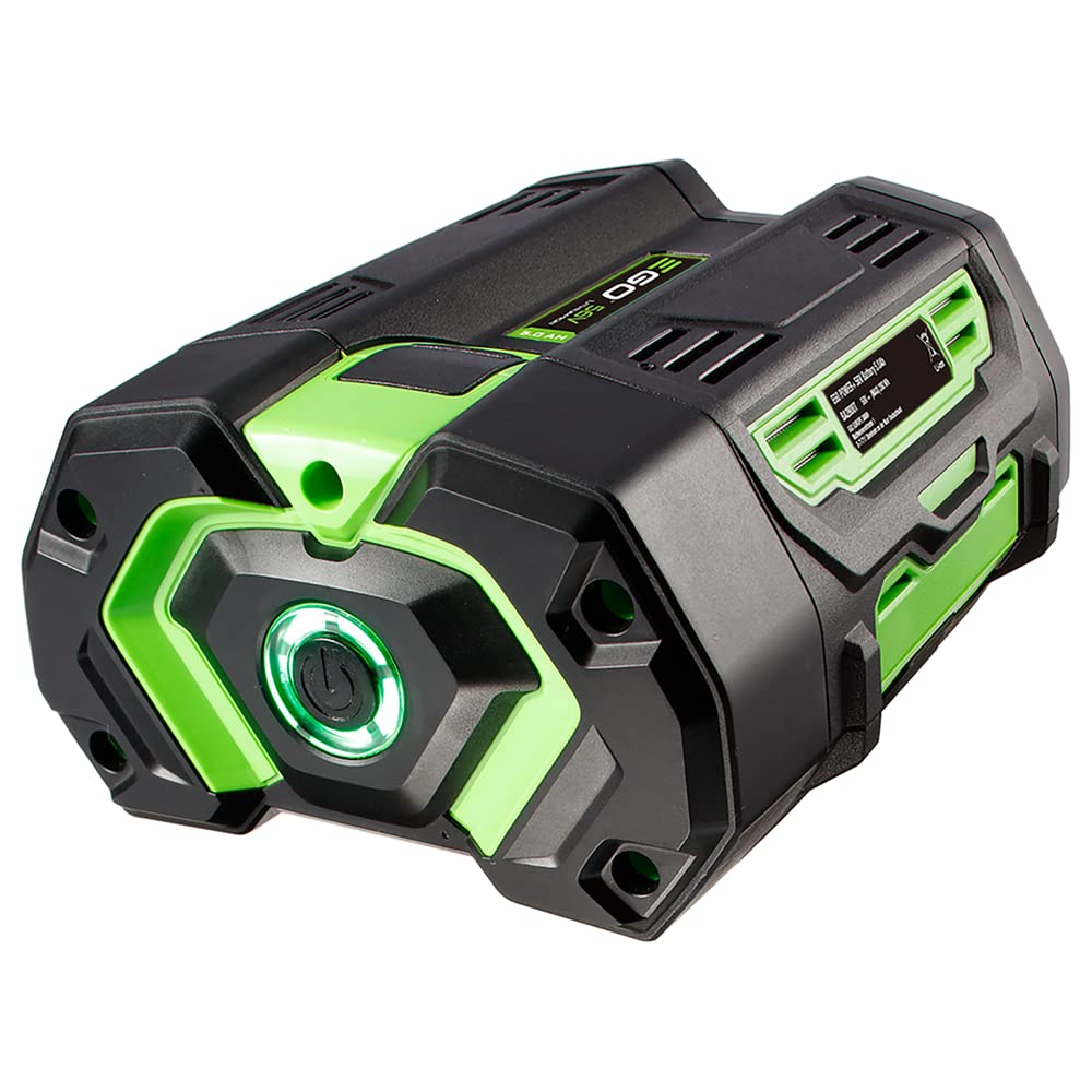 EGO POWER BA2800 Lithium-Ionen Akku - 56V/5.0Ah. Schwarzer, rechteckiger Akkublock. Versorgt 56V EGO Gartengeräte mit Energie.