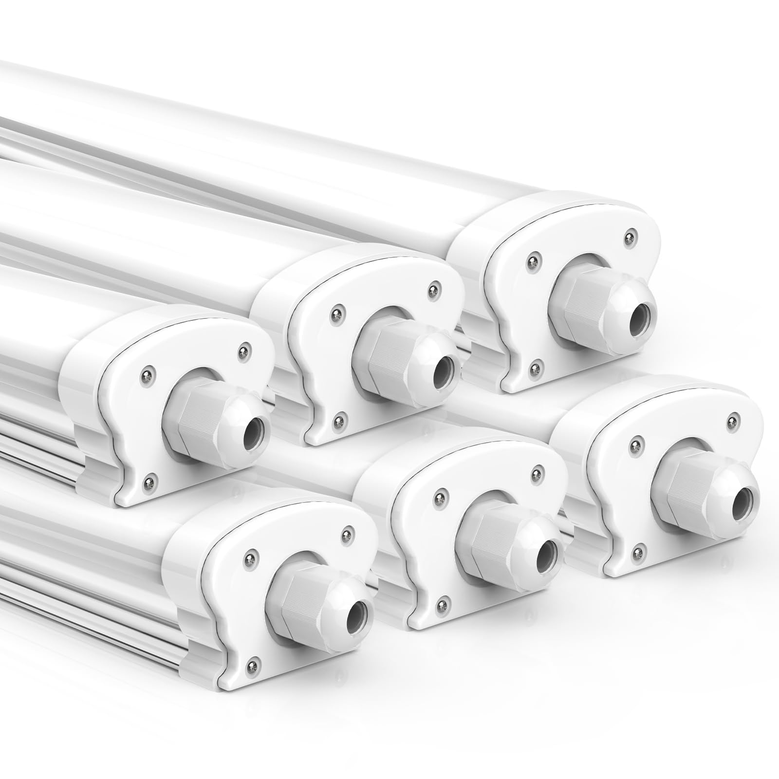 JESLED LED Feuchtraumleuchte 120cm IP65 30W 5200 Lumen 4000K 6 Stück für Wand- und Deckenmontage