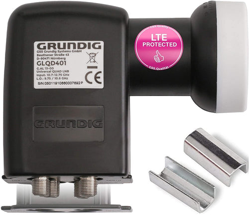 GSS Quad LNB 4-fach digital, LTE-Filter, 0,1 dB, für Sat-Antenne mit ausziehbarer Wetterschutzkappe