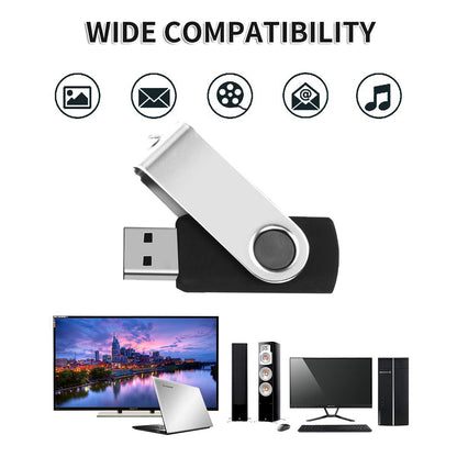 AreTop USB Stick 8GB 10 Stück USB 2.0, 360 Grad drehbar, Schwarz