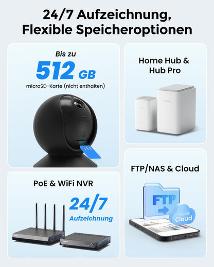 Reolink E1 WLAN Überwachungskamera innen 2K 3MP schwenkbar schwarz