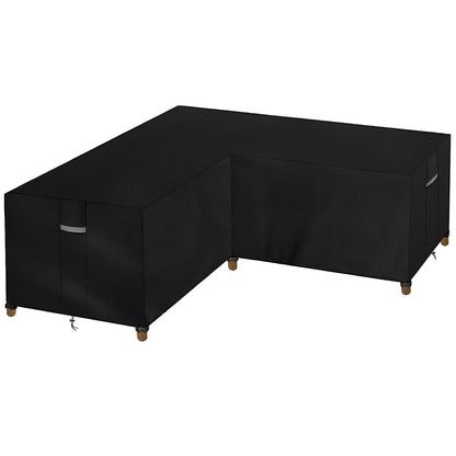 Dokon Gartenmöbel Abdeckung L-Form Ecksofa wasserdicht 250x250x110 cm in Schwarz aus Oxford-Gewebe
