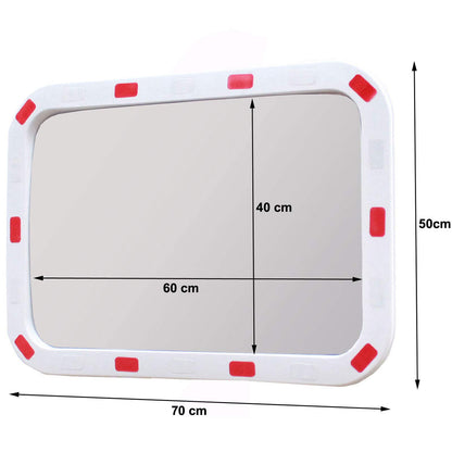 Profi Verkehrsspiegel rechteckig 60x40cm mit Reflektoren