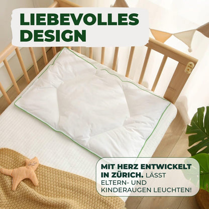 Welldora Kinderkissen 40x60 cm – flach, Baumwollbezug, ab 1 Jahr