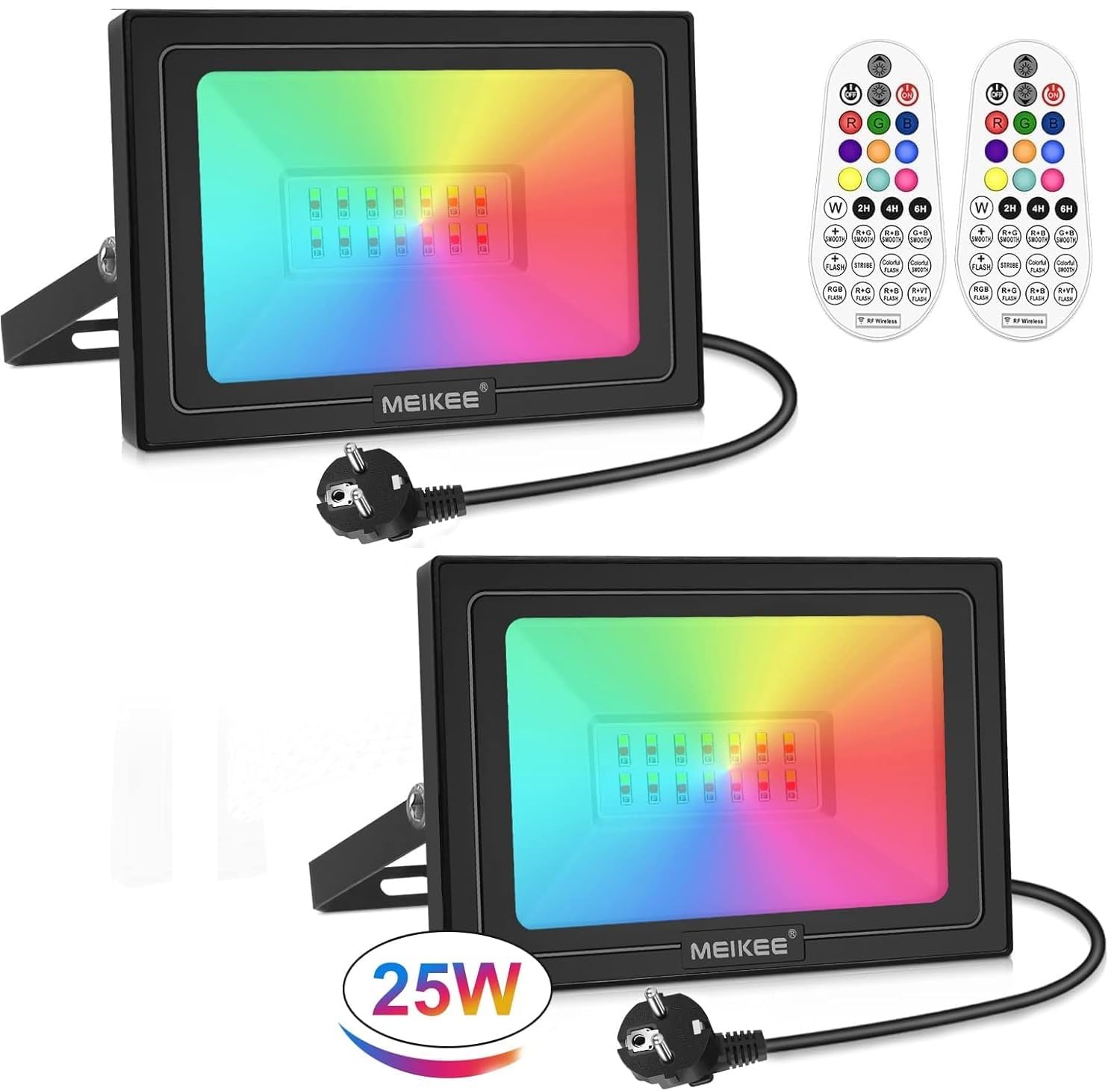 MEIKEE RGB LED Strahler 25W mit Fernbedienung, IP66, 2er-Set