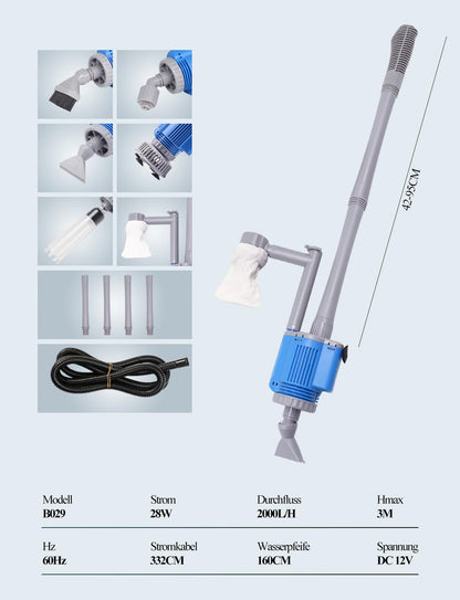 boxtech Aquarium Kiesreiniger elektrisch, 6-in-1 Wasserwechsler 28W