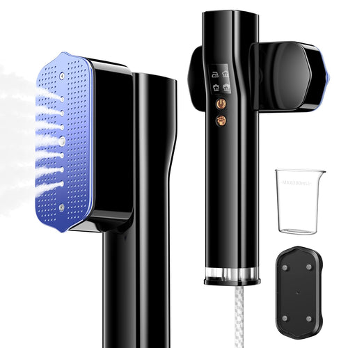 FNITAER Tragbarer 2-in-1 Dampfglätter Dual-Spannung Schwarz. Kompaktes, schwarzes Handgerät. Glättet und bedampft Textilien zur Faltenentfernung.