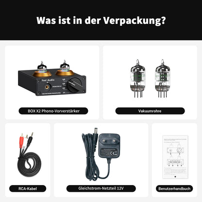 Fosi Audio BOX X2 Phono Röhrenvorverstärker für MM Plattenspieler