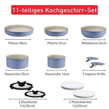 Tefal Ingenio Serenity Kochgeschirr-Set 11-teilig, Blue Salt