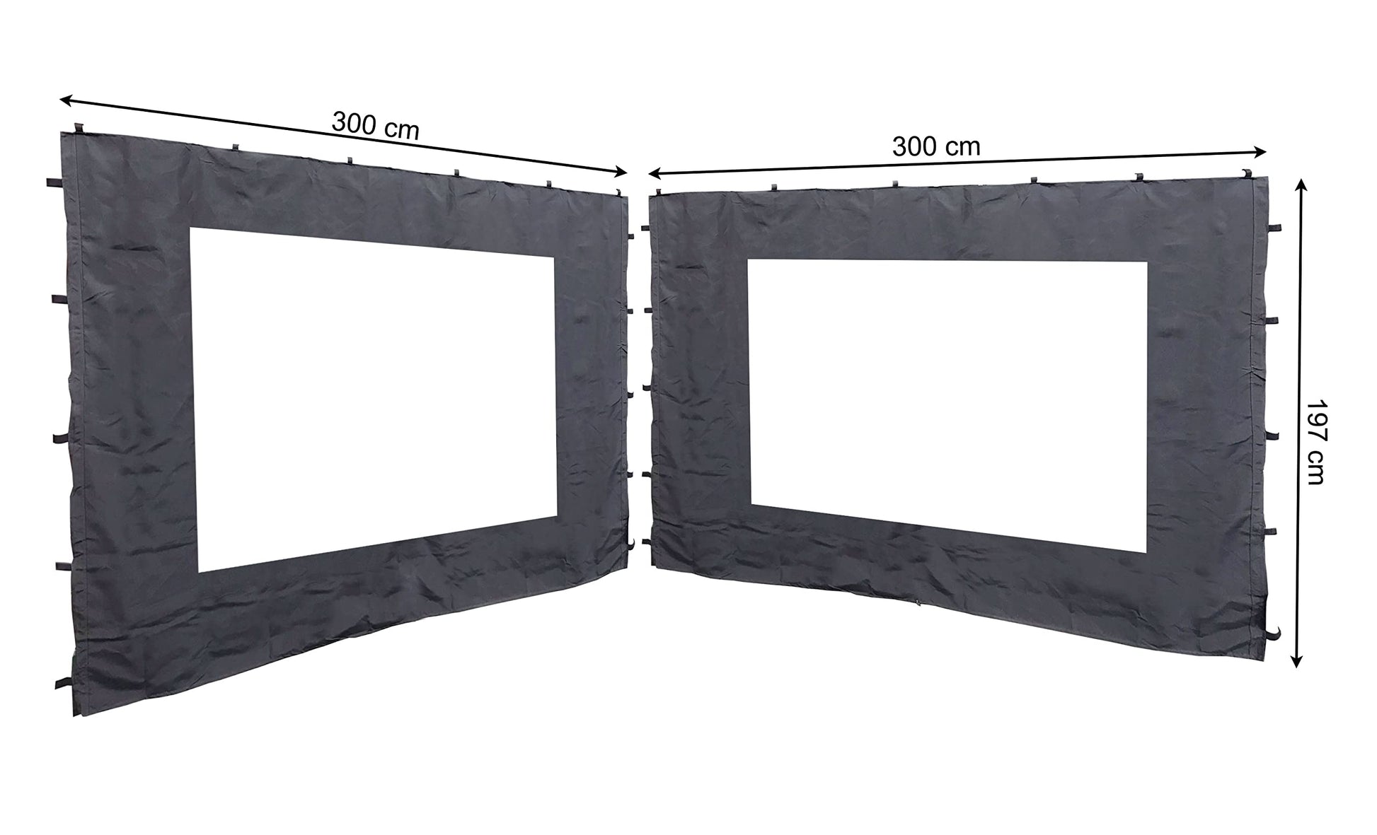 QUICK STAR Pavillon Seitenteile 3x3m mit Fenster, 2 Stück, Anthrazit, 100 % Polyester