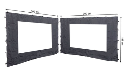 QUICK STAR Pavillon Seitenteile 3x3m mit Fenster, 2 Stück, Anthrazit, 100 % Polyester