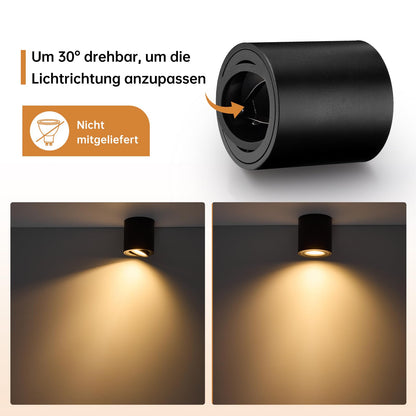 wowatt Aufbauspot GU10 Aluminium Schwarz – 6er Set rund schwenkbar