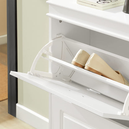 SoBuy Schuhschrank FSR94-W – Schuhkipper Weiss mit 3 Klappen