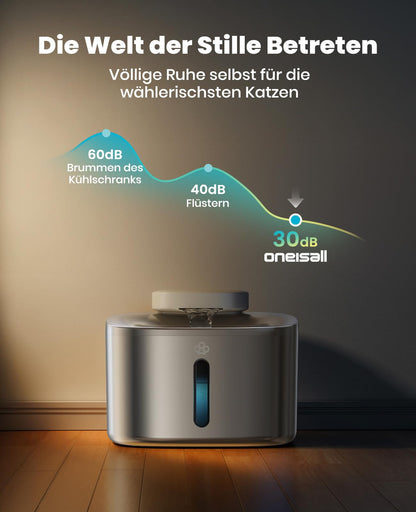 oneisall Katzenbrunnen Kabellos, Trinkbrunnen Edelstahl 3.5L, 5000mAh