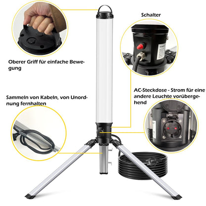 Profi LED Turm Baustrahler 150W - 360 Grad, Stativ & 4000K