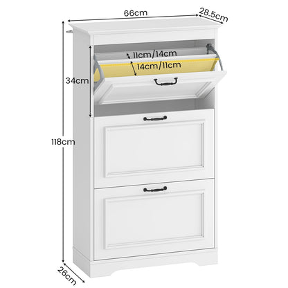 Brinlawb Schuhkipper 3 Klappen Holz – Schuhschrank Weiss