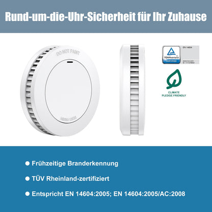 XINDUM SM01 Rauchmelder 4er-Set, 10-Jahres-Batterie, Magnethalter