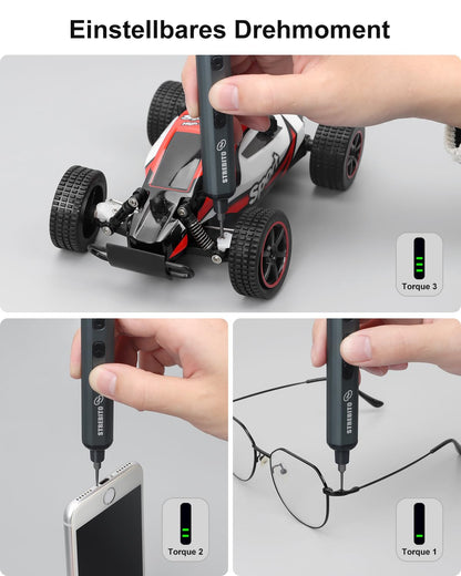 STREBITO Mini-Elektroschrauber-Set 70-in-1 mit 64 S2-Präzisionsbits