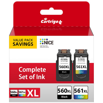 CARTRIGO Canon 560 561 Druckerpatronen - Schwarz & Farbe 2er-Pack. Tintenpatronen zum Drucken in Canon Druckern.