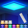 BLNAN RGB LED Deckenleuchte dimmbar mit Fernbedienung, 24W, weiss, quadratisches flaches Panel