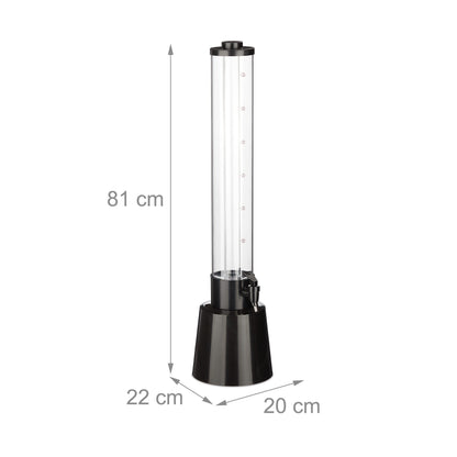 Relaxdays Biersäule 3L Zapfsäule Kühlfunktion Transparent