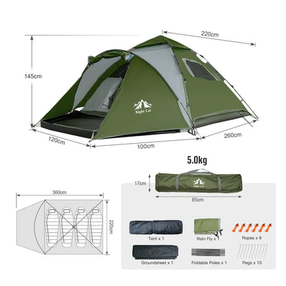 Night Cat Pop Up Zelt ZP-33 wasserdicht für 3-4 Personen