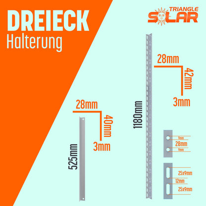 FIREND Solarmodul-Halterung 1180 mm, 4er-Set, Flachdach-Aufständerung