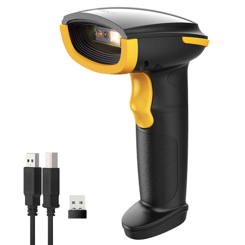 Inateck BCST-23 Barcode Scanner kabellos, 1D 2D QR Handscanner mit Bluetooth, 2,4 GHz und USB-Kabel