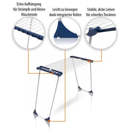 BigDean Wäscheständer Jumbo Ausziehbar 28m - Weiss