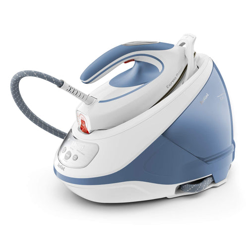 Tefal Express Protect Dampfbügelstation - SV9202 weiss/blau, weiss-blaue Dampfstation mit Bügeleisen, glättet Stoffe per Dampfdruck.