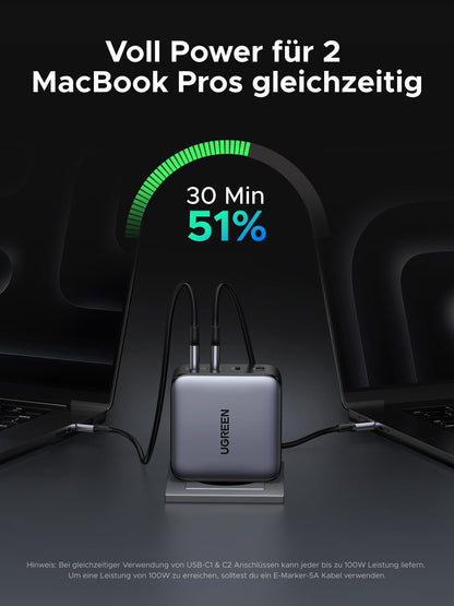 UGREEN Nexode 200W USB-C Ladegerät, GaN Netzteil mit 4 Ports