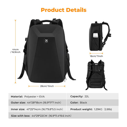 K&F CONCEPT Fotorucksack Hartschale 15.6" Laptopfach Drohnen