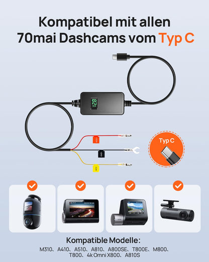 70mai Hardwire Kit UP06 Typ-C für Dashcams mit Niederspannungsschutz