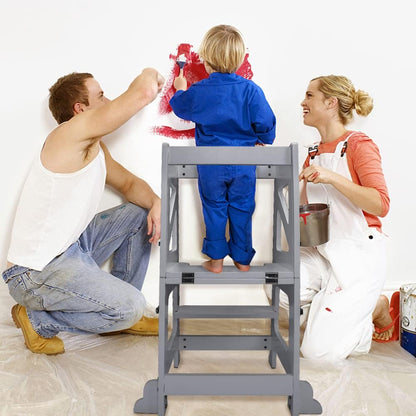 YOLEO 3 in1 Lernturm Montessori Kinderhelfer - Grau