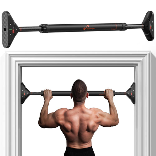 Sportneer Klimmzugstange Türrahmen, ausziehbar 75-94 cm, bis 200 kg, Stahlrohr mit PVC-Matten