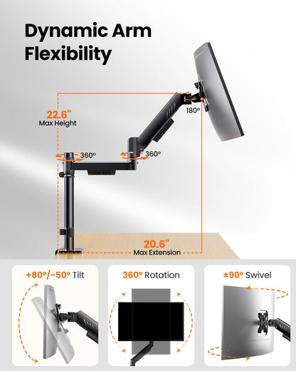ErGear Monitorarm, verstellbare Monitorhalterung 13-34 Zoll, bis 9 kg