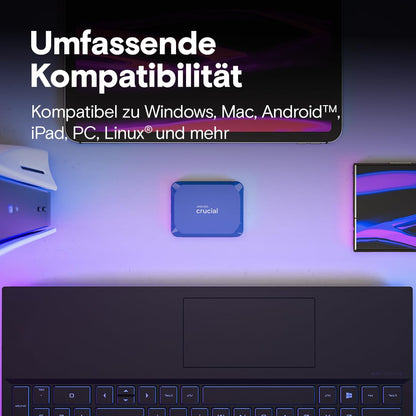 Crucial X10 Externe SSD Festplatte 8TB USB-C - Blau matt