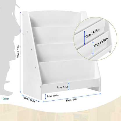 Lestarain Kinderzimmerregal mit 4 Fächern MDF – Weiss