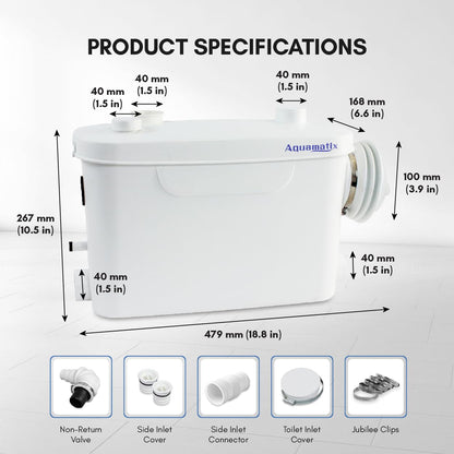Aquamatix Hebeanlage 400W für WC – 3 Einlässe, 6.5m Vertikal