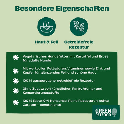 Green Petfood VeggieDog Trockenfutter Kartoffel & Erbse 10 kg