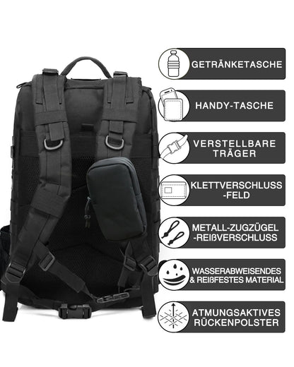 NWT XPEDITION Taktischer Rucksack 40 L mit Laptopfach, schwarz