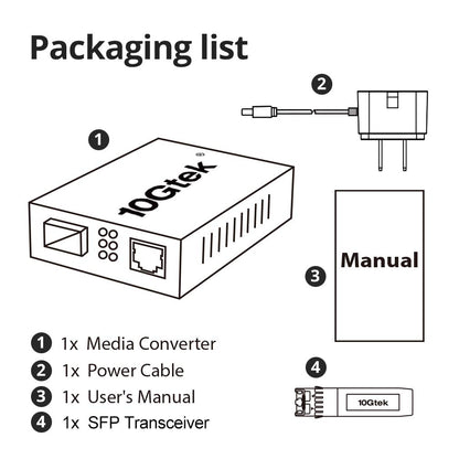 10Gtek® Gigabit Ethernet Medienkonverter SFP SX Multi-Mode (2er-Set)