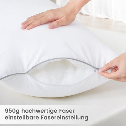 BedStory Kopfkissen 40x80 cm, 2er-Set mit Mikrofaserfüllung, waschbar