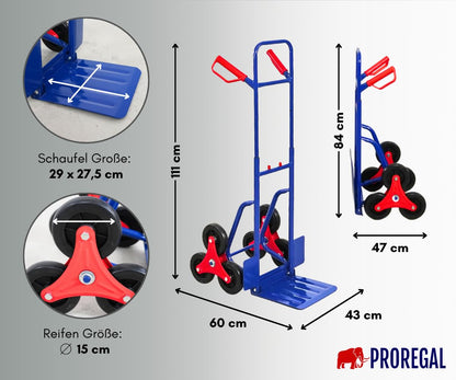 PROREGAL Odin Treppensackkarre 200kg - Blau klappbar