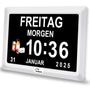 WallarGe Demenzuhr WSC701, digitale Kalenderuhr, 7 Zoll, weiss, Display mit Wochentag und Datum
