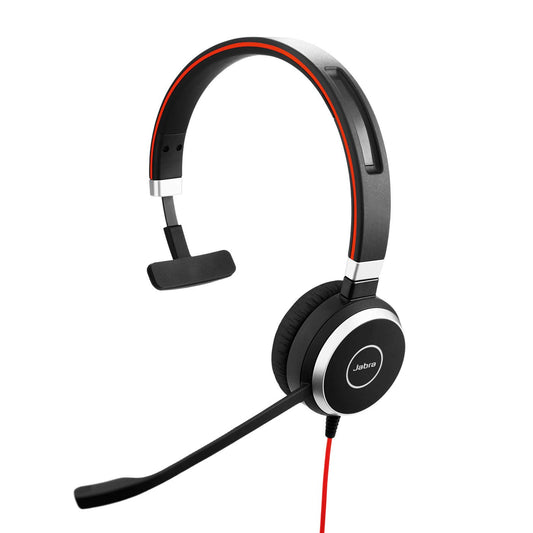 Jabra Evolve 40 MS Mono Headset - Teams USB-C Schwarz. Schwarzes monaurales On-Ear-Headset mit Mikrofon für MS Teams Anrufe via USB-C.