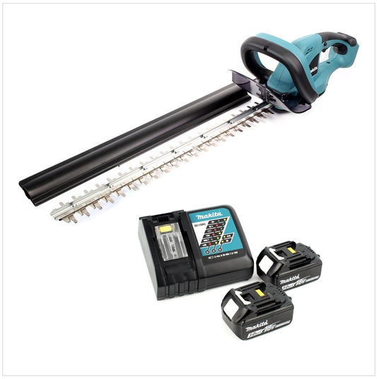 Makita DUH 523 Akku Heckenschere – 18V 52cm Set. Blau-schwarzes Akku-Handgerät mit 52cm Schnittlänge zur Heckenpflege.
