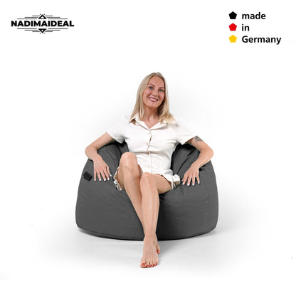 Nadimaideal Sitzsack Tropfenform Kastanie Bodenkissen – Anthrazit XXL